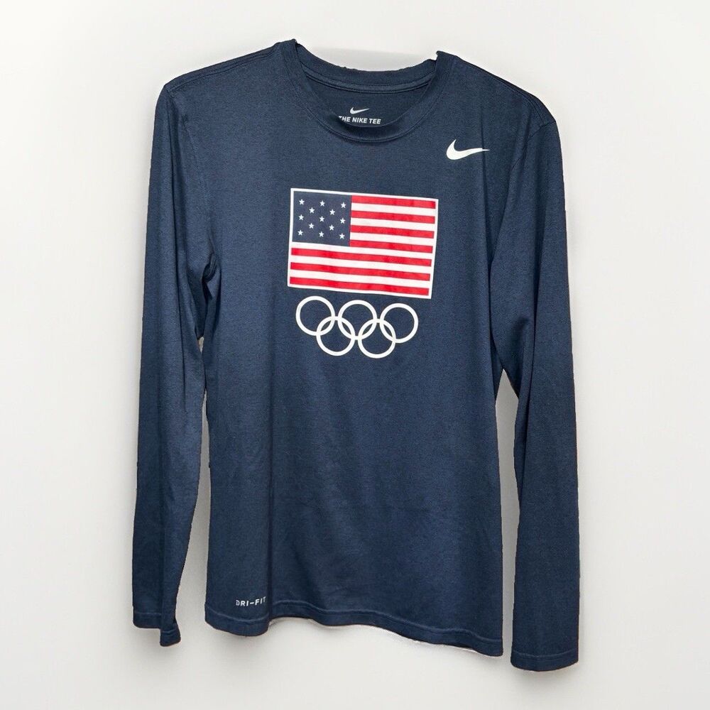 The Nike Tee Athletic Cut Size Small Dri Fit Long Sleeve Layering Top Olympic